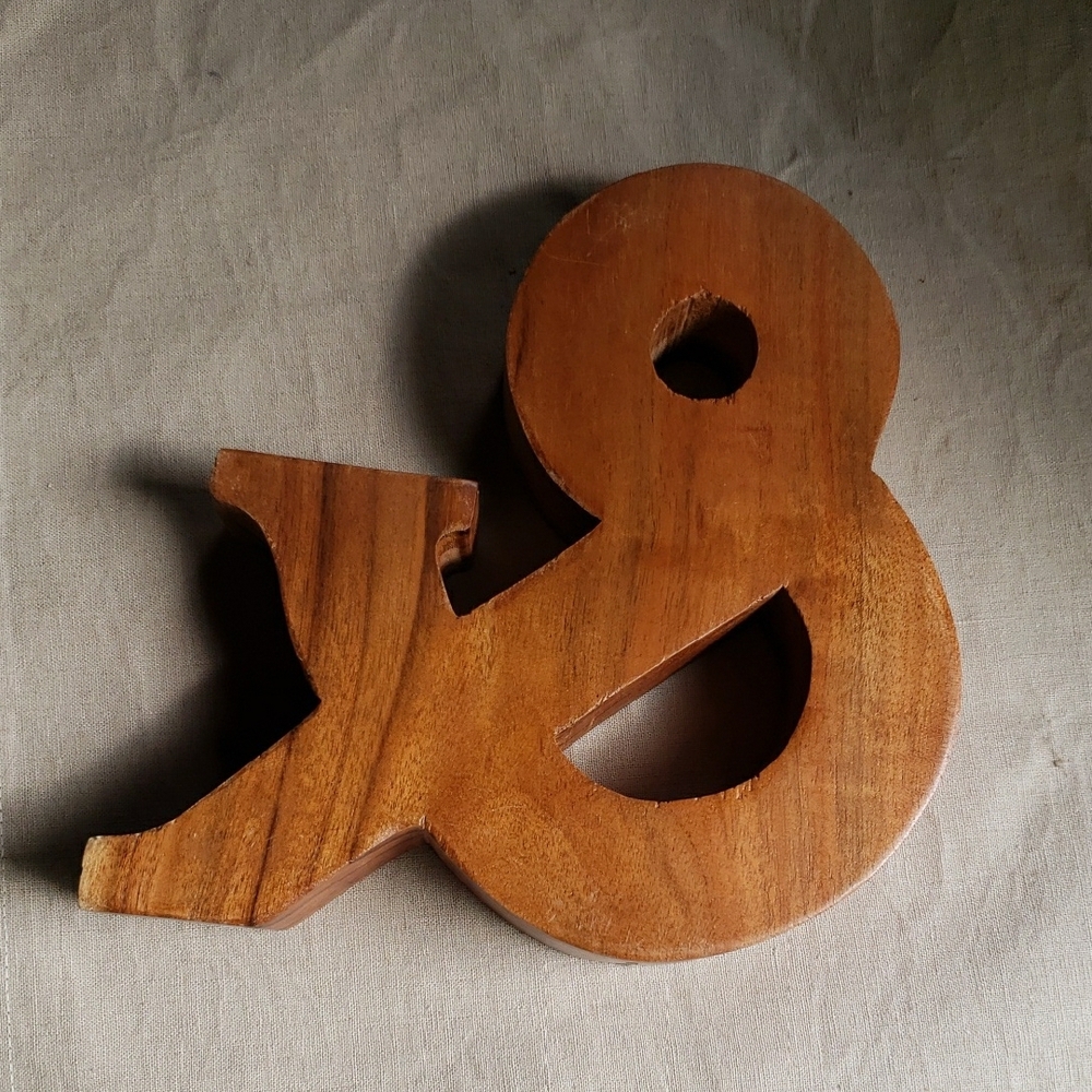 Brown Wooden Ampersand Sculpture Art 6in